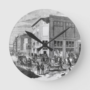 Reloj Redondo Mediano Fachada del hotel Drouot, París, c.1852 (engravi