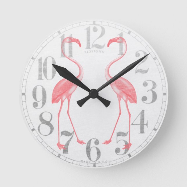 Reloj Redondo Mediano Facing Flamingos (Anverso)