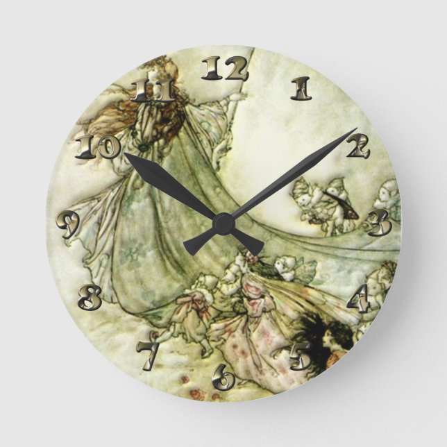Reloj Redondo Mediano Fairies Away - Arthur Rackham (Anverso)