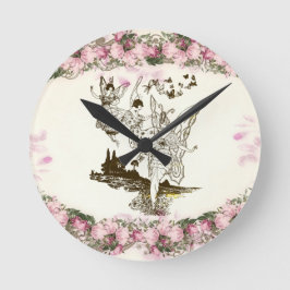 Reloj Redondo Mediano Fairies Dancing Vintage Flowers   