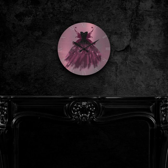 Reloj Redondo Mediano Fairy Gothic Fuchsia Gown | Magenta rosa de rock d (Subido por el creador)