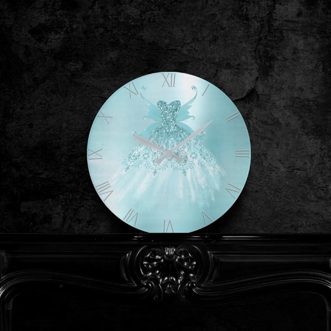 Reloj Redondo Mediano Fairy Wing Mint Gown | Luxe Pearl Green Aqua Sheen (Subido por el creador)