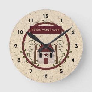 Reloj Redondo Mediano Faith Hope Love Wall Clock