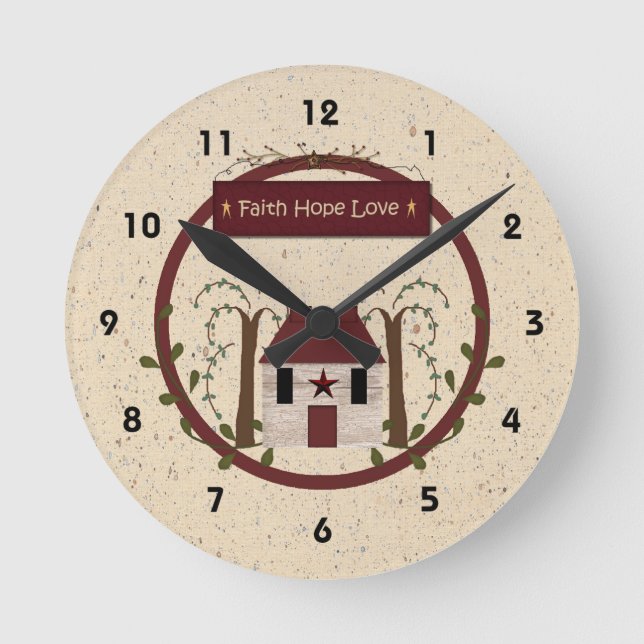 Reloj Redondo Mediano Faith Hope Love Wall Clock (Anverso)