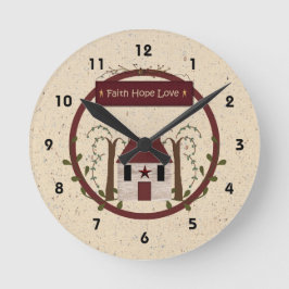 Reloj Redondo Mediano Faith Hope Love Wall Clock