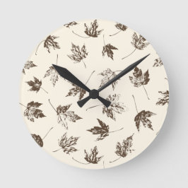 Reloj Redondo Mediano Fall Maple Leaves on cream - seamless pattern.