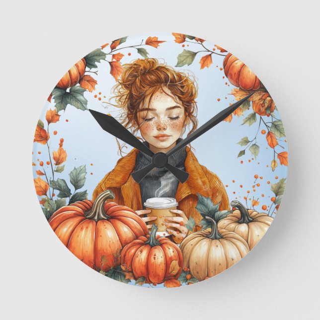 Reloj Redondo Mediano Fall themed Wall Clock (Anverso)
