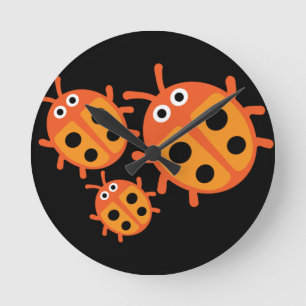 Reloj Redondo Mediano Familia de mariquitas de niños lindos