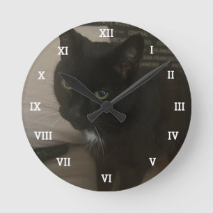 Reloj Redondo Mediano Familia de Mascotas fotográficos personalizados Cr