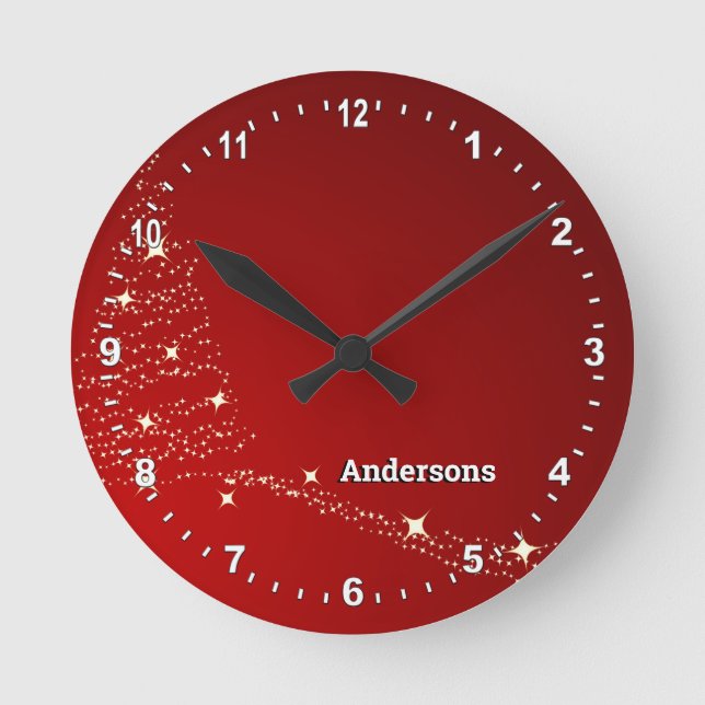 Reloj Redondo Mediano Familia de Navidades personalizados Reloj, luces d (Anverso)