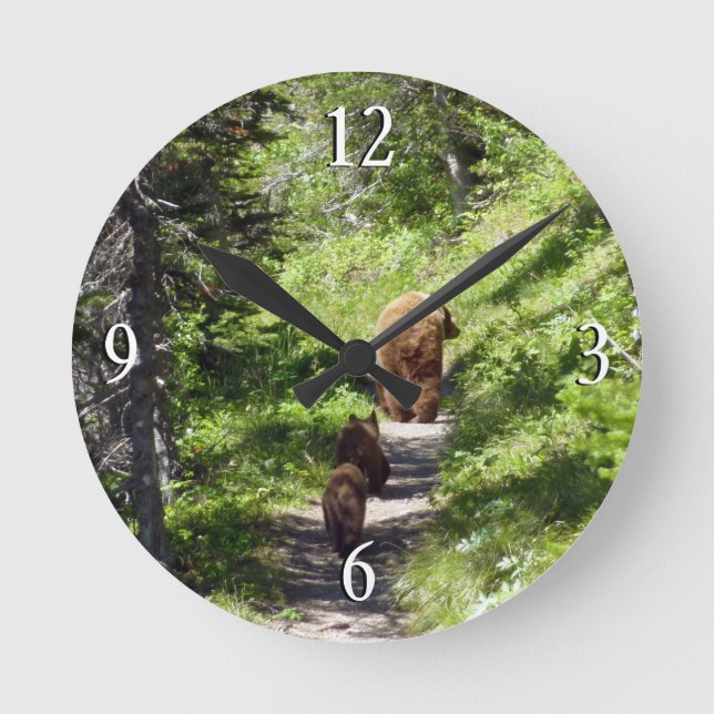 Reloj Redondo Mediano Familia de oso marrón (Anverso)