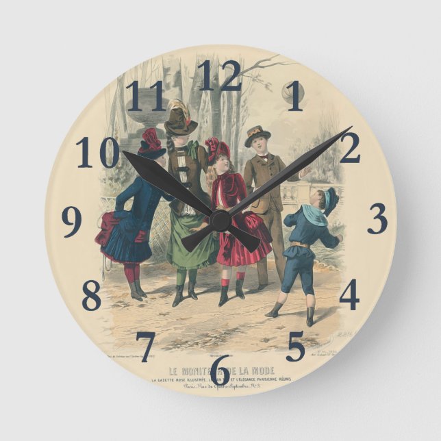 Reloj Redondo Mediano Familia Infantil Vieja Victoriana (Anverso)