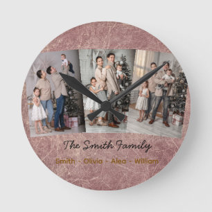 Reloj Redondo Mediano Familia Personalizada con 3 Fotos