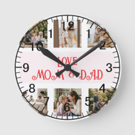 Reloj Redondo Mediano Familiar Moderno Colage de Fotos Amor