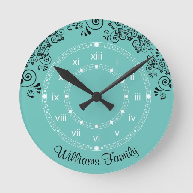 Reloj Redondo Mediano Family Name Custom (Anverso)