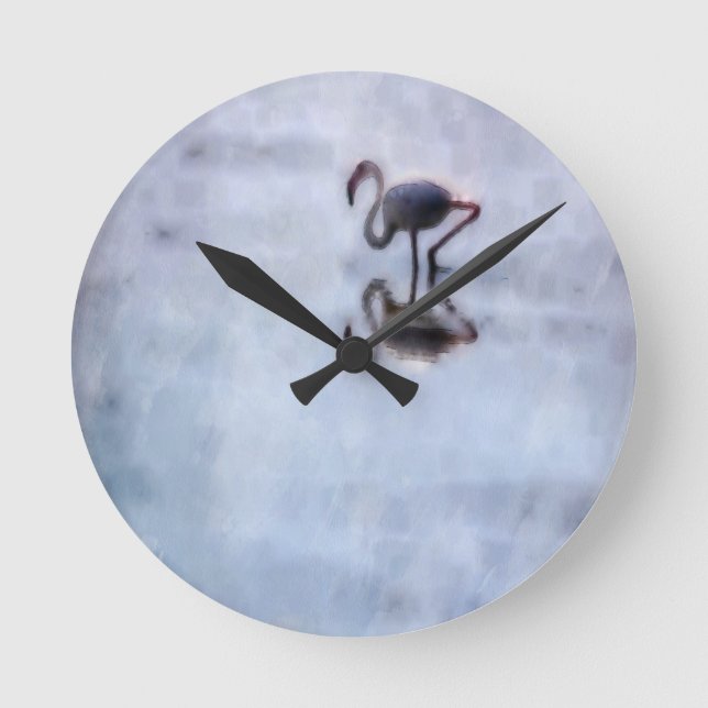 Reloj Redondo Mediano Famingo Camina En Agua Heather (Anverso)