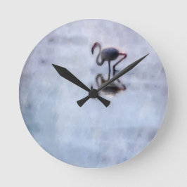 Reloj Redondo Mediano Famingo Camina En Agua Heather