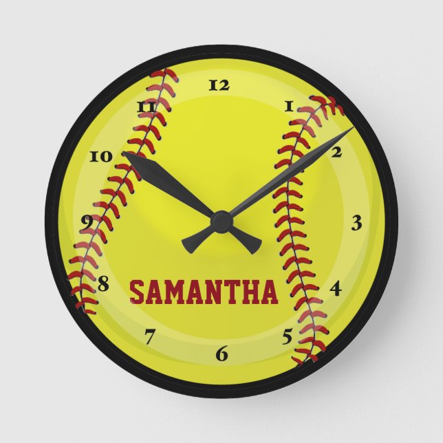 Reloj Redondo Mediano Fan del softball (Anverso)