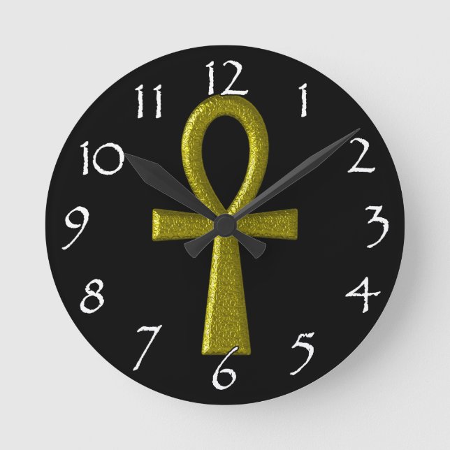 Reloj Redondo Mediano Fancy Gold Ankh Wall Clock (Anverso)