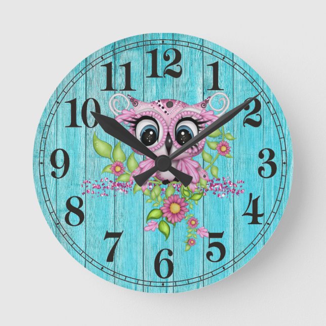 Reloj Redondo Mediano Fancy Owl Mason Round Wall Clock (Anverso)