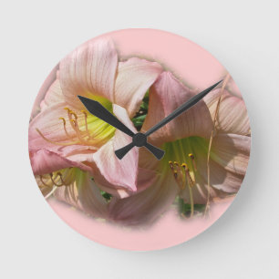 Reloj Redondo Mediano Fancy Pink Daylilies