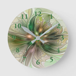 Reloj Redondo Mediano Fantasía abstracta moderna y colorida Flor fractal
