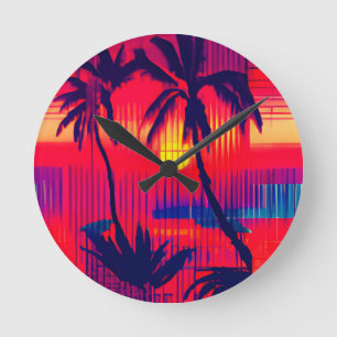 Reloj Redondo Mediano Fantasía de escape tropical