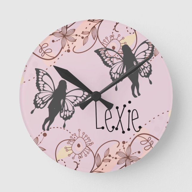 Reloj Redondo Mediano Fantasía floral Fantasía Fe rosa personalizada (Anverso)