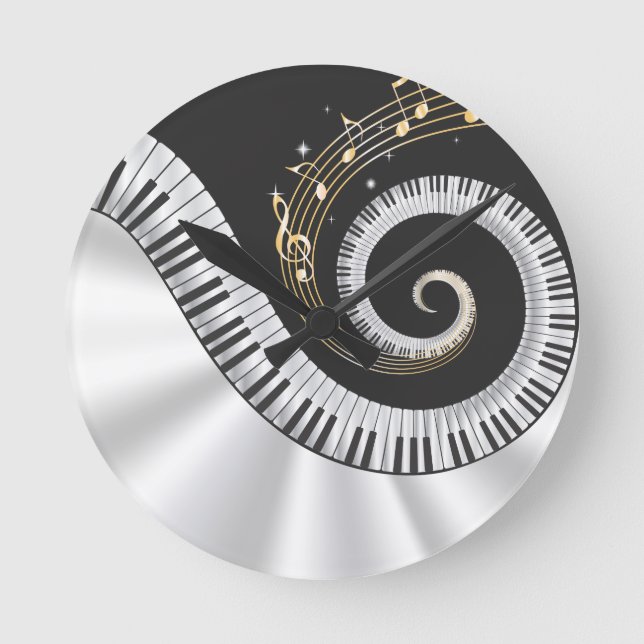 Reloj Redondo Mediano Fantasía Piano Music Avers Wall Clock (Anverso)