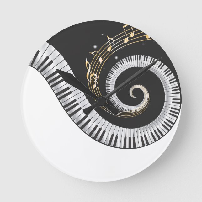 Reloj Redondo Mediano Fantasía Piano Music Avers Wall Clock (Anverso)