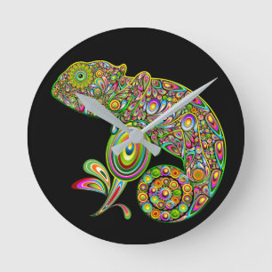 Reloj Redondo Mediano Fantasía psicodélica de Chameleon