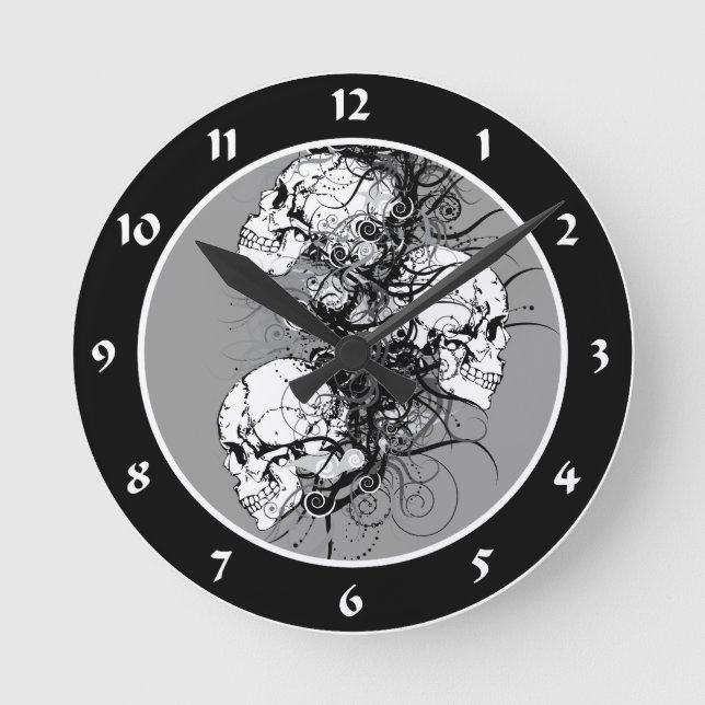 Reloj Redondo Mediano Fantasía Skulls (Anverso)