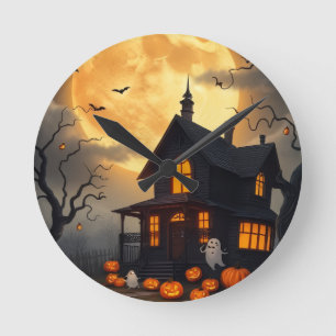 Reloj Redondo Mediano Fantasmas agradables y espeluznantes y bosques emb