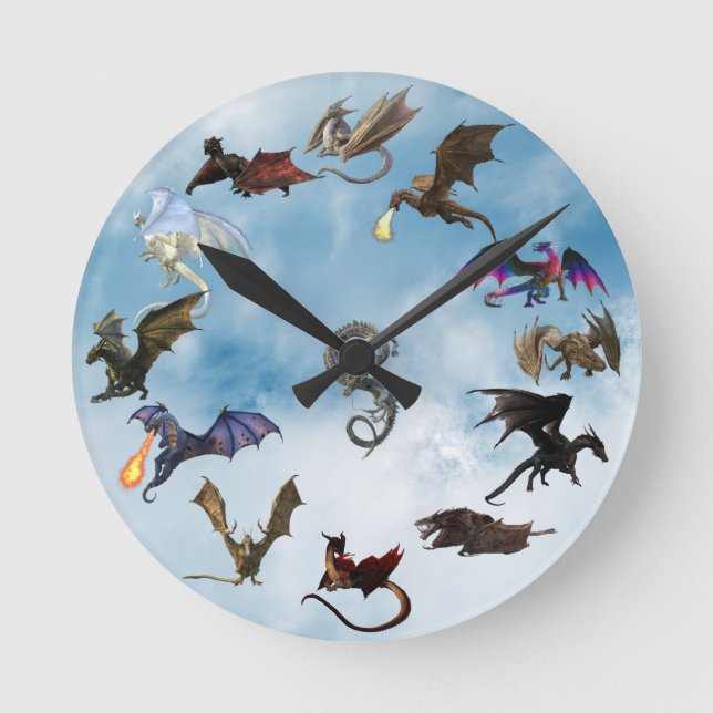 Reloj Redondo Mediano Fantasy Wyvern Dragon Lover  (Anverso)