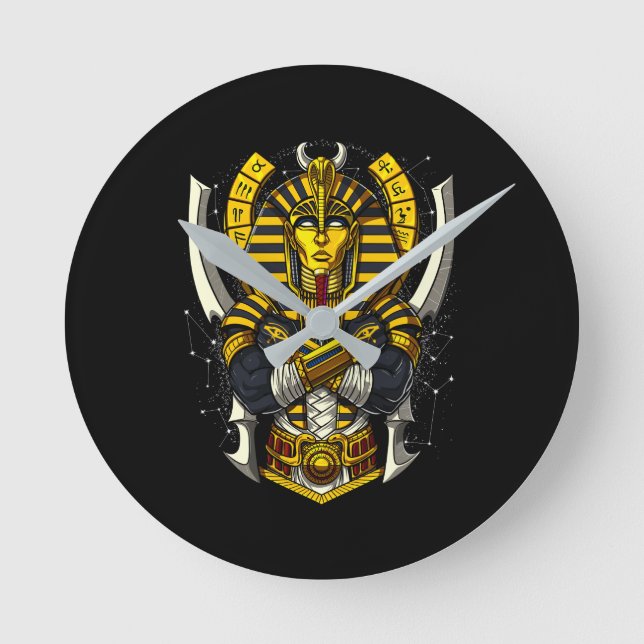 Reloj Redondo Mediano Faraón egipcio Tutankhamun antiguo rey Tut (Anverso)