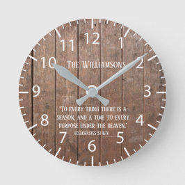 Reloj Redondo Mediano Farmhouse Rustic Faux Wood Scripting Verse Family