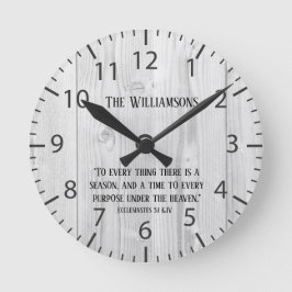 Reloj Redondo Mediano Farmhouse Rustic Wood Time Scripting Verse Family