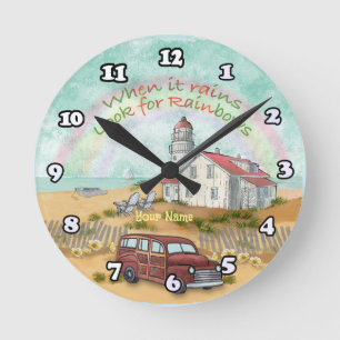 Reloj Redondo Mediano Faro Arcoíris de Playa