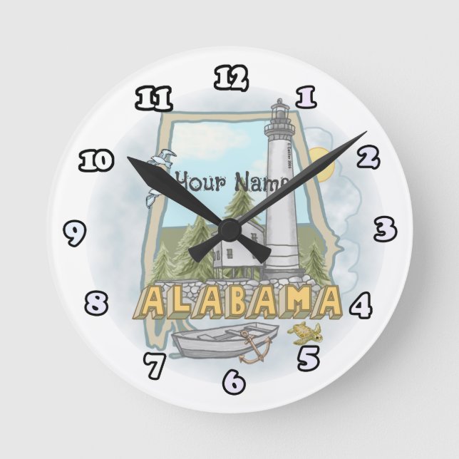 Reloj Redondo Mediano Faro de Alabama (Anverso)