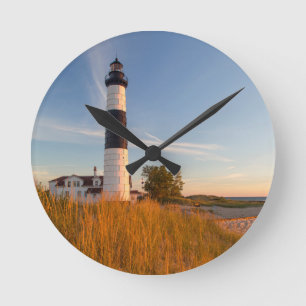 Reloj Redondo Mediano Faro de Big Sable Point en el lago Michigan 3