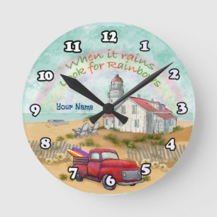 Reloj Redondo Mediano Faro de Camión de Playa