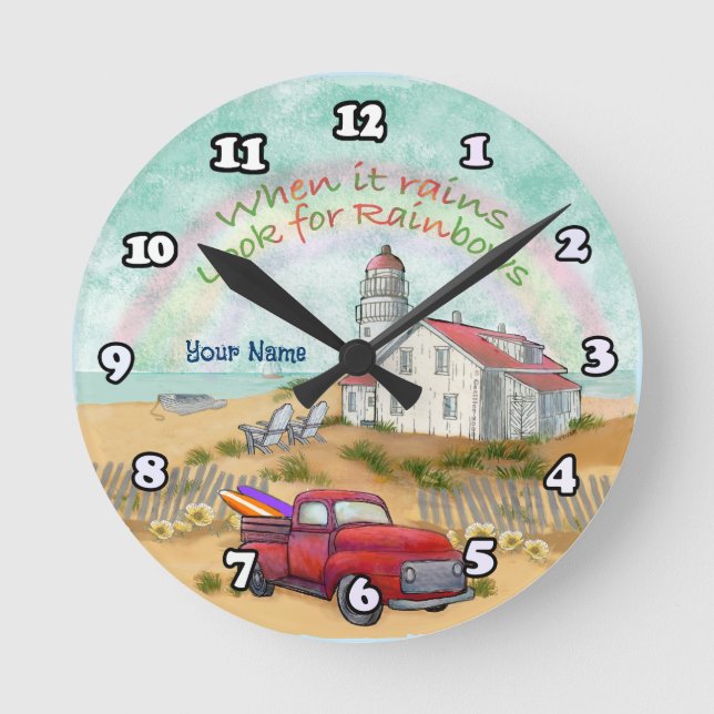 Reloj Redondo Mediano Faro de Camión de Playa (Anverso)