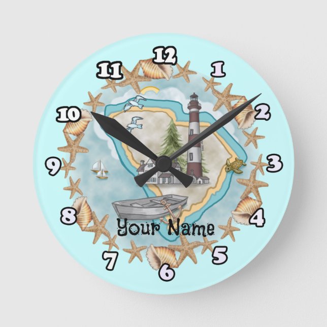 Reloj Redondo Mediano Faro de Carolina del Sur (Anverso)