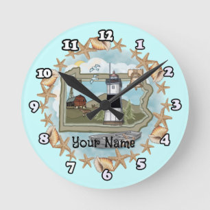 Reloj Redondo Mediano Faro de Concha de Pennsylvania