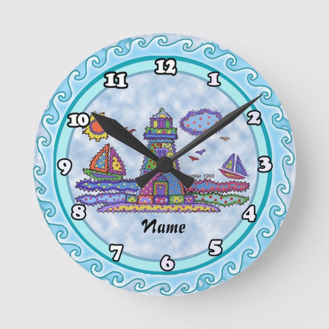 Reloj Redondo Mediano Faro de parche  (Anverso)