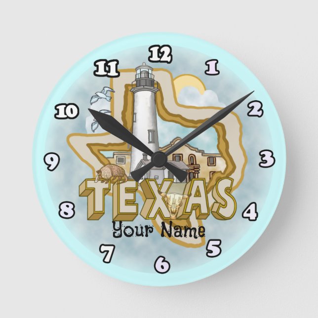 Reloj Redondo Mediano Faro de Texas (Anverso)
