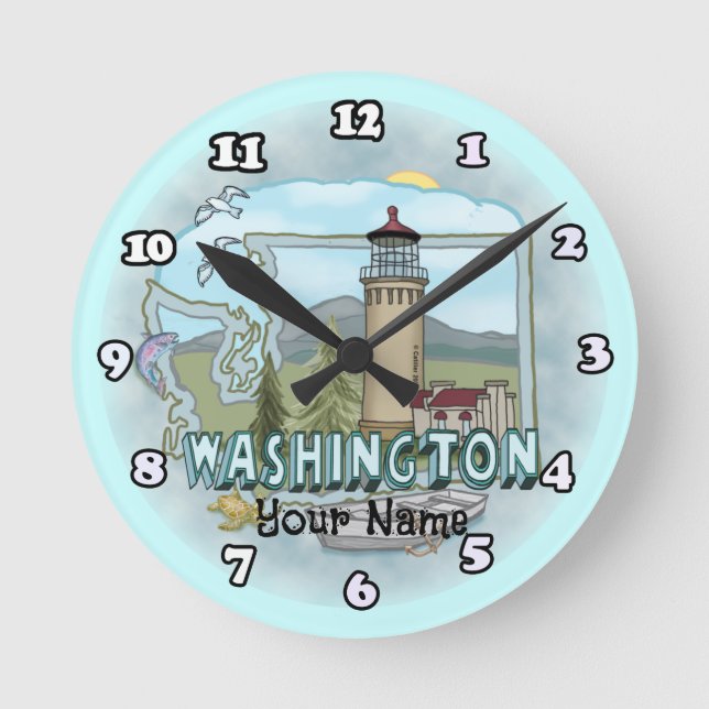 Reloj Redondo Mediano Faro de Washington (Anverso)