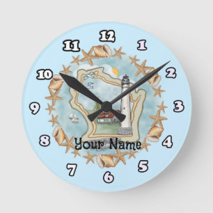 Reloj Redondo Mediano Faro de Wisconsin Shells