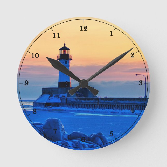 Reloj Redondo Mediano Faro Duluth Minnesota Lago Superior (Anverso)