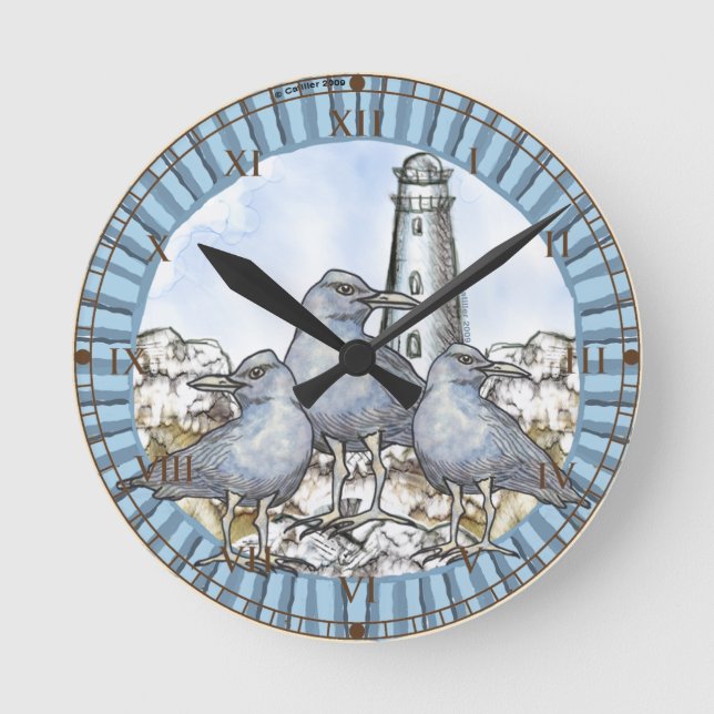 Reloj Redondo Mediano Faro Guía de Gaviotas (Anverso)